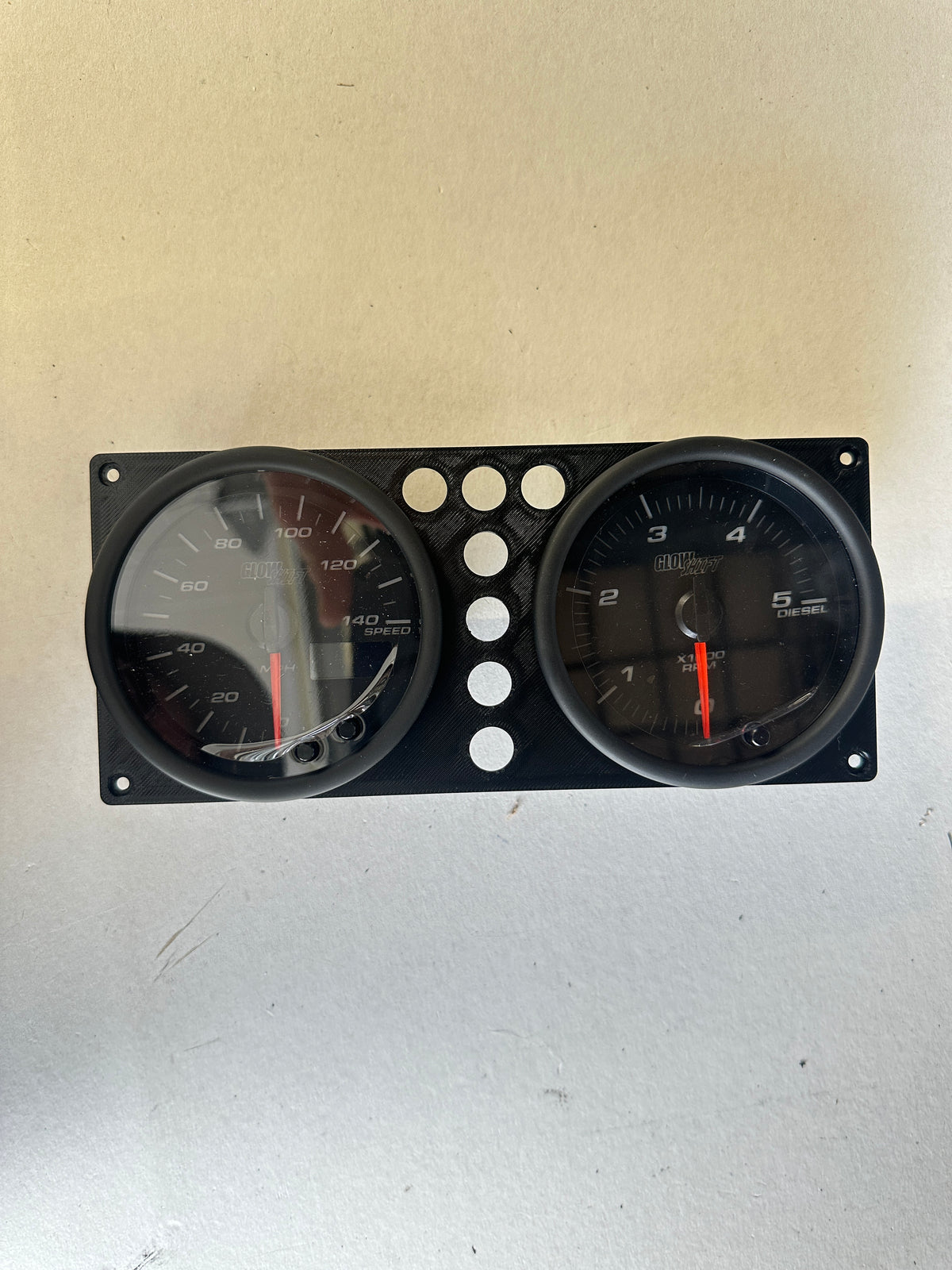 Hummer H1 Dual 85mm Gauge Dash Bezel – 2-Gauge Pod with 7 Indicator Light Openings
